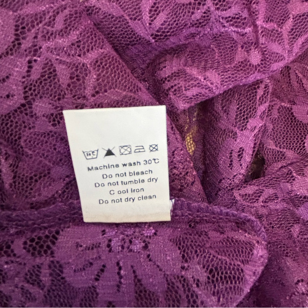 Allegra K Purple Lace Short Sleeve Top - Picture 6 of 7